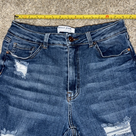 Juniors Wax Skinny Distressed Jeans Sz 9 - Picture 4 of 6